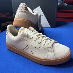 New Adidas Advantage 2.0 'Beige/Leopard' Tennis Shoes JQ7396 / Women's Size 8.5